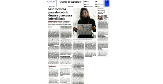 DN Endometriose dá uma página completa na edição de 15 Fev